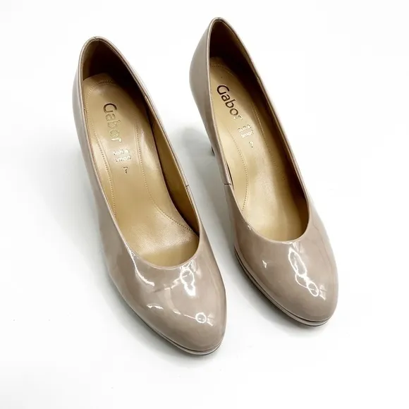 Gabor 95.310.74 Antikrosa Nude Platform Patent Leather Heels 7