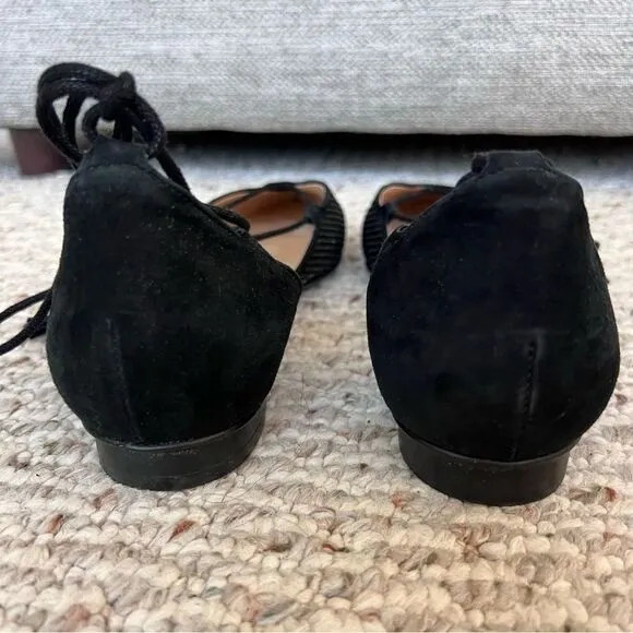 Gabor Black Studded Lace Up Flats Black Nubuck