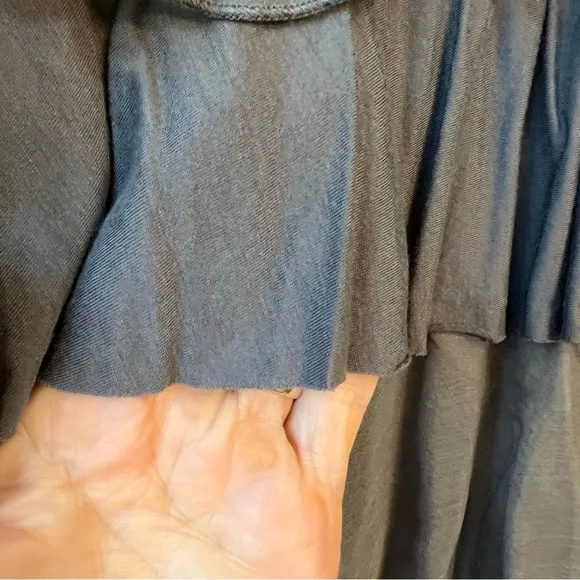 Garnet Hill Cascading Ruffles Silk Lyocell Tiered Sleeveless Dress Grey XS