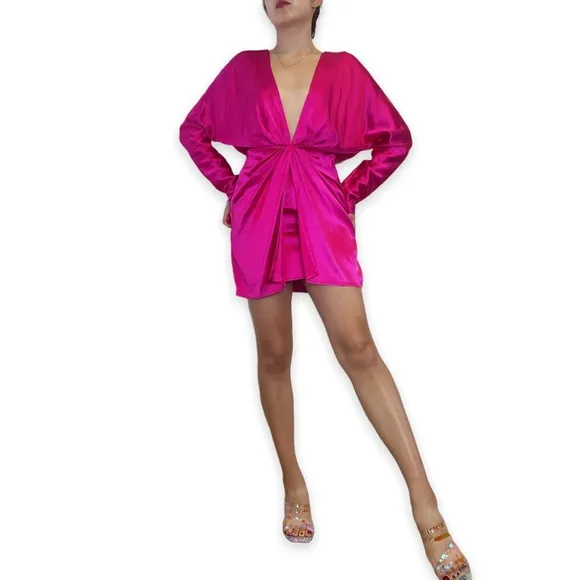 Gauge 81 Shibu Draped Satin Pink Dress Size XS
