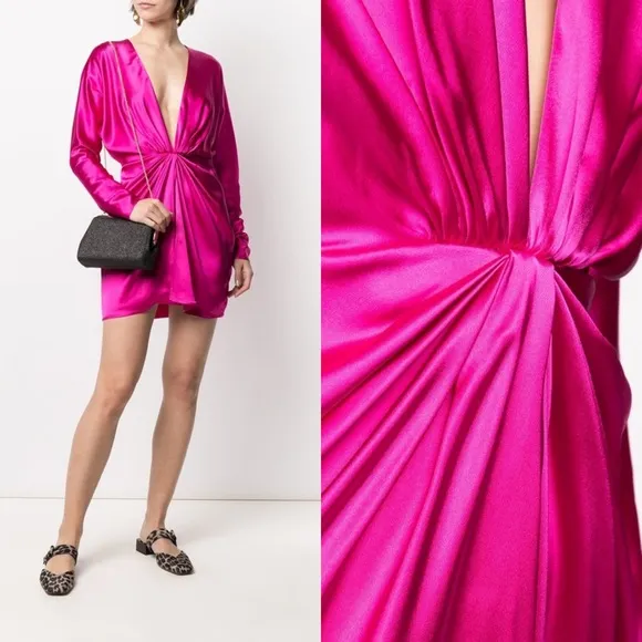 Gauge 81 Shibu Draped Satin Pink Dress Size XS