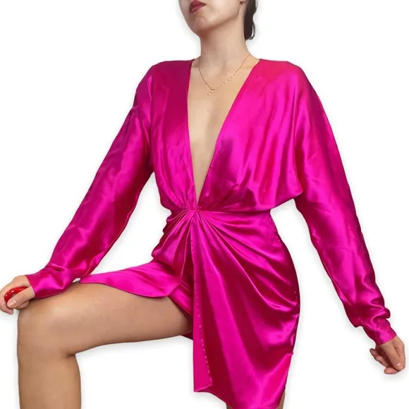 Gauge 81 Shibu Draped Satin Pink Dress Size XS