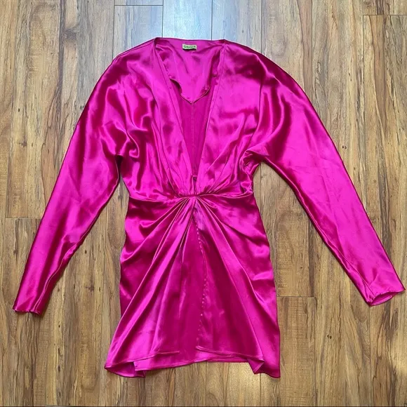 Gauge 81 Shibu Draped Satin Pink Dress Size XS