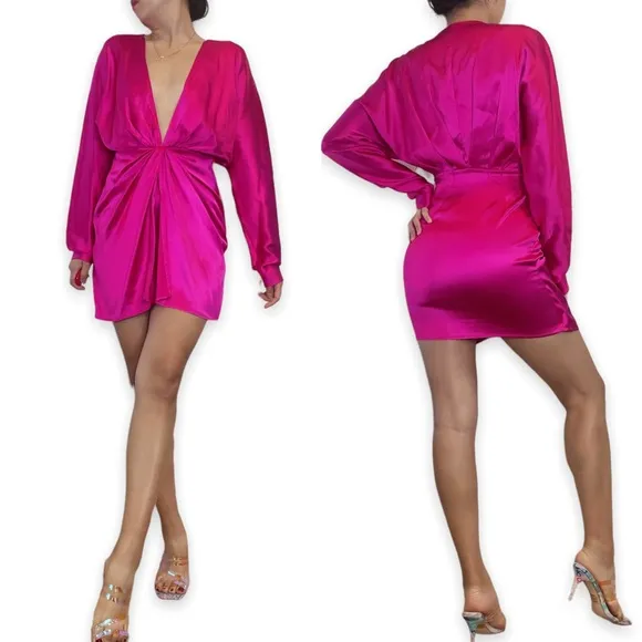 Gauge 81 Shibu Draped Satin Pink Dress Size XS