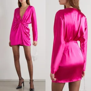 Gauge 81 Shibu Draped Satin Pink Dress Size XS