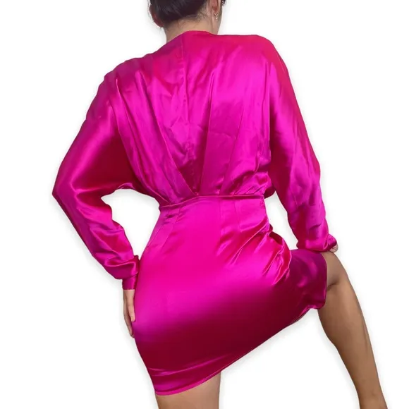 Gauge 81 Shibu Draped Satin Pink Dress Size XS