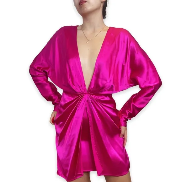 Gauge 81 Shibu Draped Satin Pink Dress Size XS