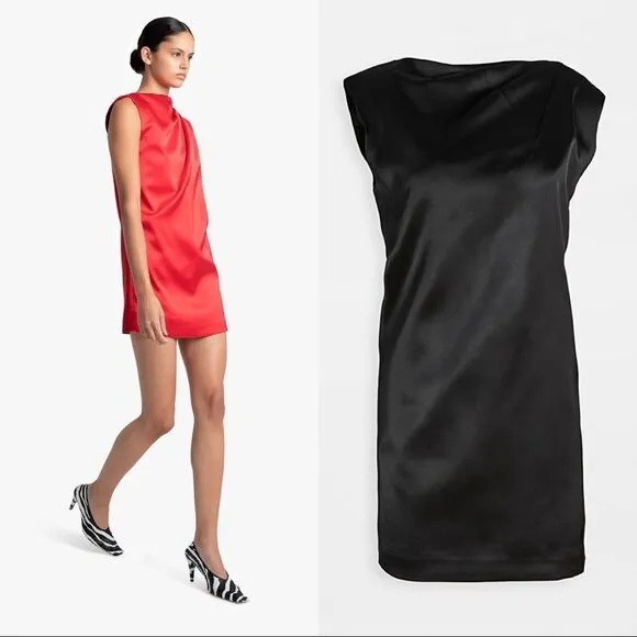 GAUGE81 Cali Satin Mini Sheath Dress Black Size Extra Small