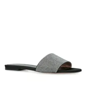 GEDEBE Cassis Sandals Rhinestone Flat Embellished Slides Party Vacation Sz 6