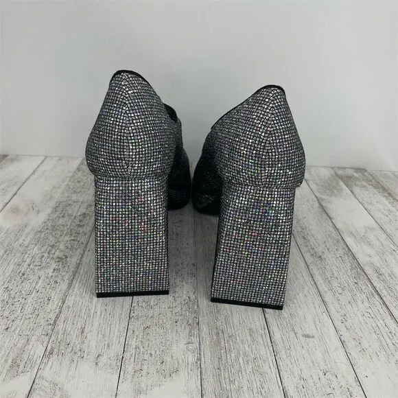 Gianni Bini 2-Night Disco Glitter Silver Rhinestone Platform Pumps Size 10M