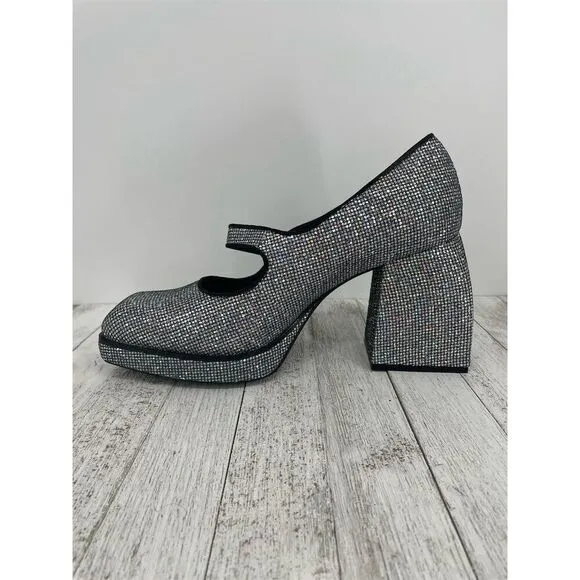 Gianni Bini 2-Night Disco Glitter Silver Rhinestone Platform Pumps Size 10M