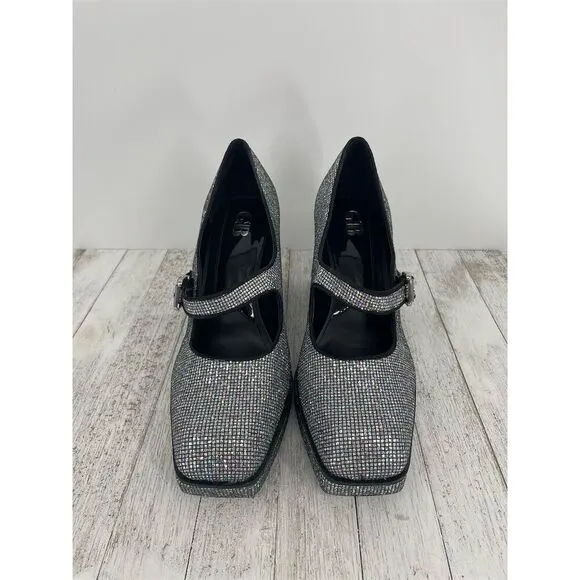 Gianni Bini 2-Night Disco Glitter Silver Rhinestone Platform Pumps Size 10M