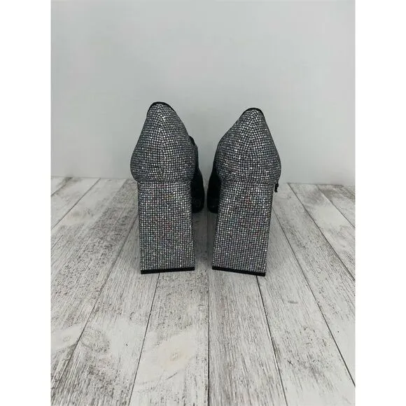 Gianni Bini 2-Night Disco Glitter Silver Rhinestone Platform Pumps Size 10M