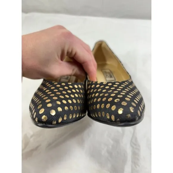 Gianni Versace Black and Gold Polka Dot Pumps Size 5.5