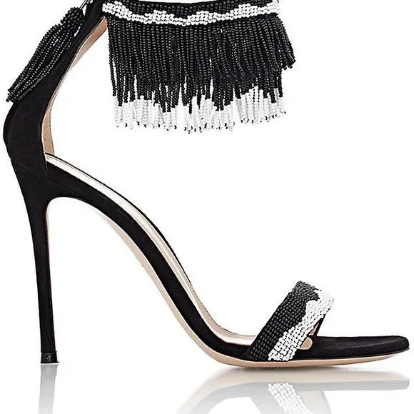 Gianvito Rossi Beaded And Suede heels.