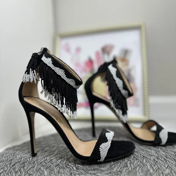 Gianvito Rossi Beaded And Suede heels.