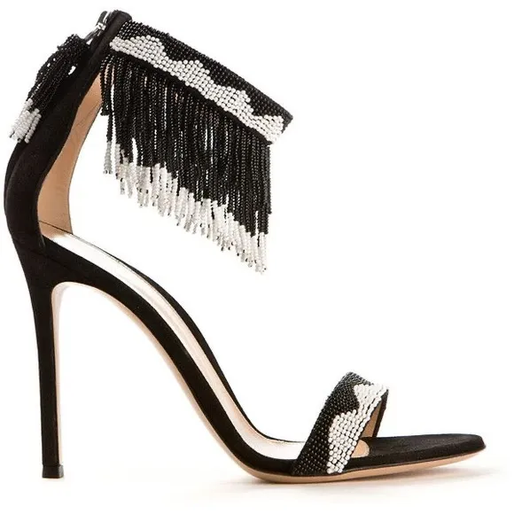 Gianvito Rossi Beaded And Suede heels.