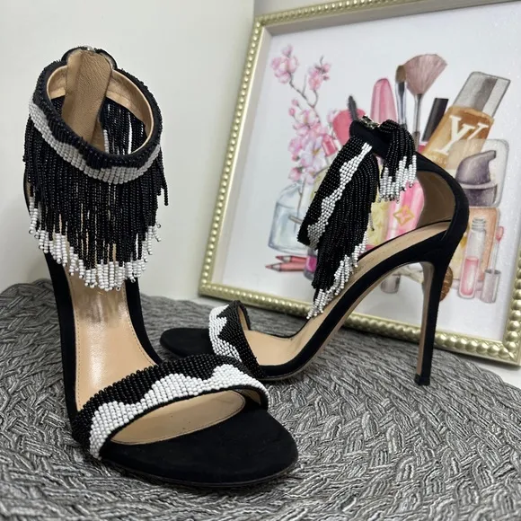 Gianvito Rossi Beaded And Suede heels.