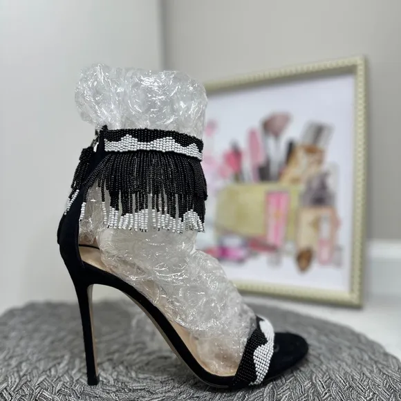 Gianvito Rossi Beaded And Suede heels.