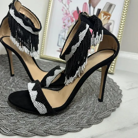 Gianvito Rossi Beaded And Suede heels.