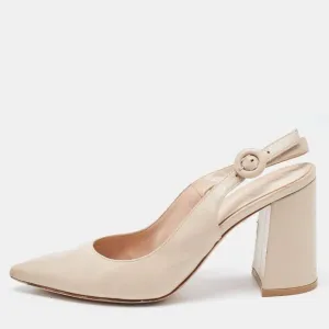 Gianvito Rossi Beige Leather Slingback Pumps Size 36.5
