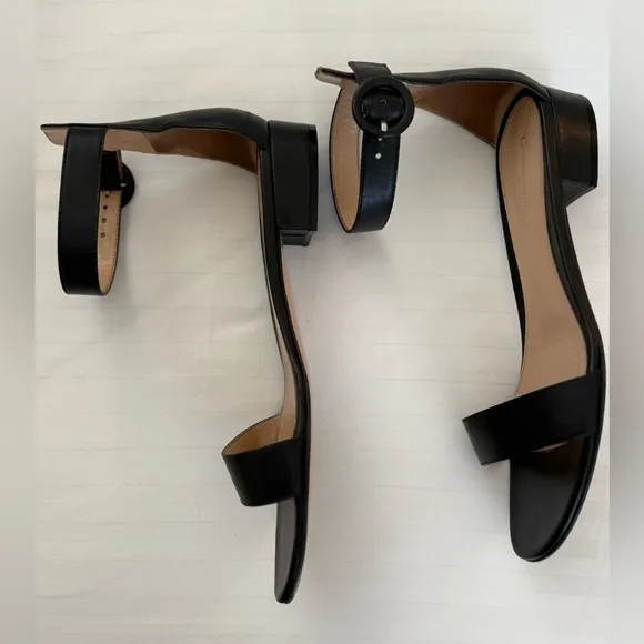Gianvito Rossi Black Leather Portofino Flat Sandals Size EU 39 US 8.5