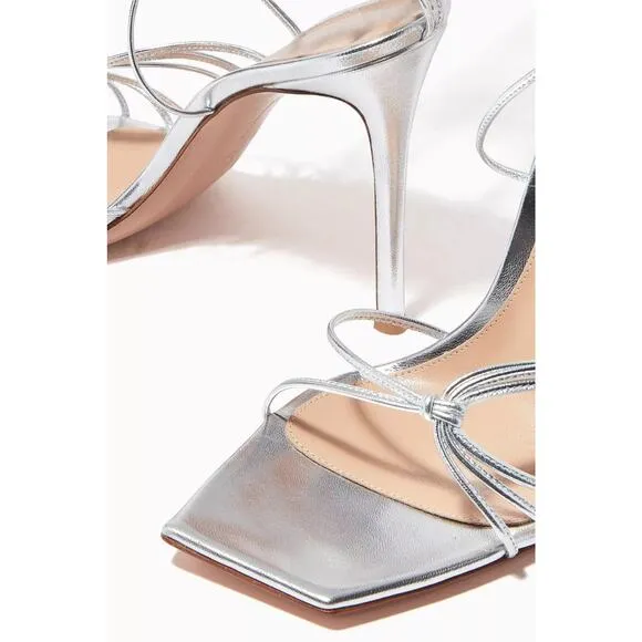 Gianvito Rossi Metallic Leather Ankle Strap Stiletto Sandals Silver - 38 (8)