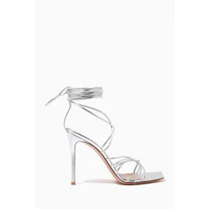 Gianvito Rossi Metallic Leather Ankle Strap Stiletto Sandals Silver - 38 (8)