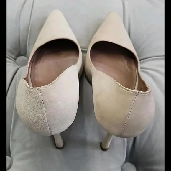 GIORGIO ARMANI Italy Beige Suede Heels Womens Shoes 37 7