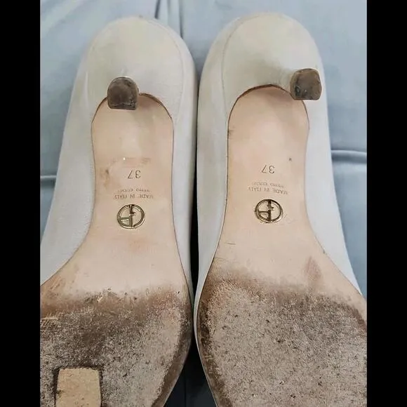 GIORGIO ARMANI Italy Beige Suede Heels Womens Shoes 37 7