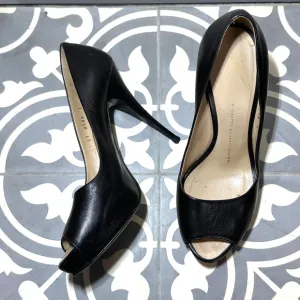 Giuseppe Zanotti Leather Peep Toe Pumps Heels Black Women 6.5/EU37 Platform