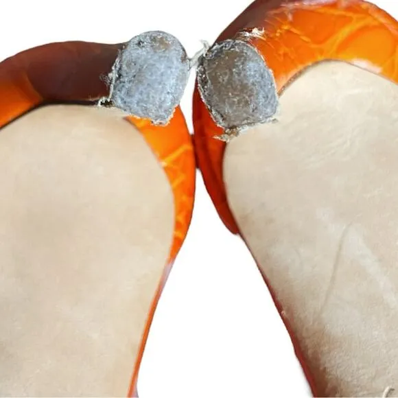 Giuseppe Zanotti Orange Croc Embossed Ankle Strap Neyla Heeled Sandals - 38