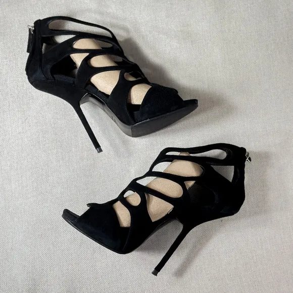 Giuseppe Zanotti Sandals Black Suede Butterfly Cutout Sandals size US 11/EUR 41