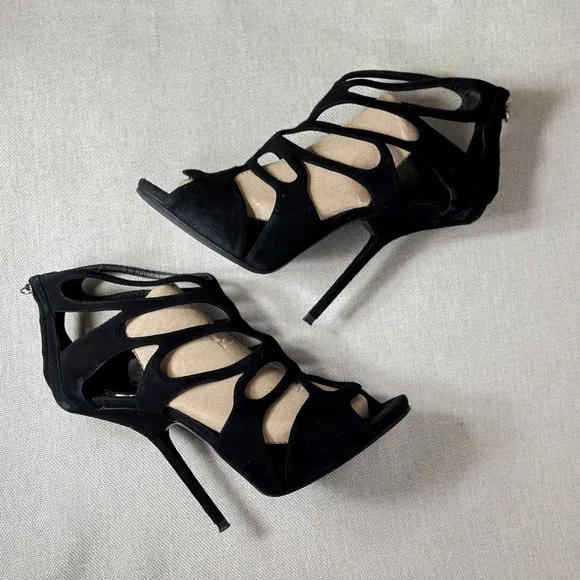 Giuseppe Zanotti Sandals Black Suede Butterfly Cutout Sandals size US 11/EUR 41