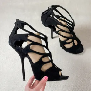 Giuseppe Zanotti Sandals Black Suede Butterfly Cutout Sandals size US 11/EUR 41