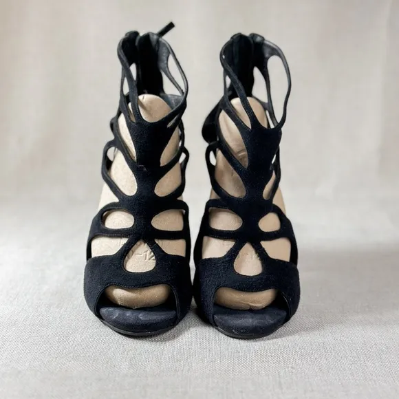 Giuseppe Zanotti Sandals Black Suede Butterfly Cutout Sandals size US 11/EUR 41