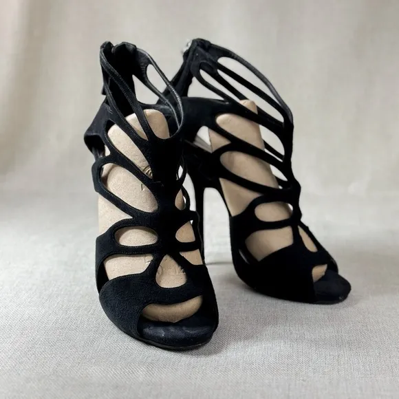 Giuseppe Zanotti Sandals Black Suede Butterfly Cutout Sandals size US 11/EUR 41