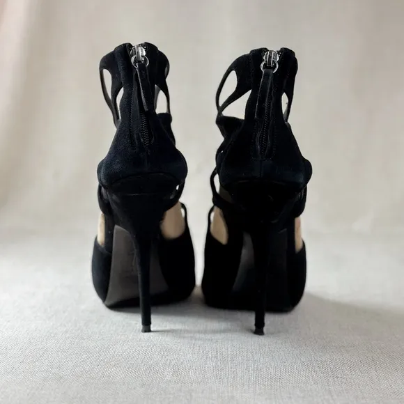 Giuseppe Zanotti Sandals Black Suede Butterfly Cutout Sandals size US 11/EUR 41
