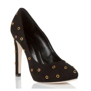 GIUSEPPE ZANOTTI SHOES PUMPS BLACK SUEDE RIVETS IT 38 US 7.5