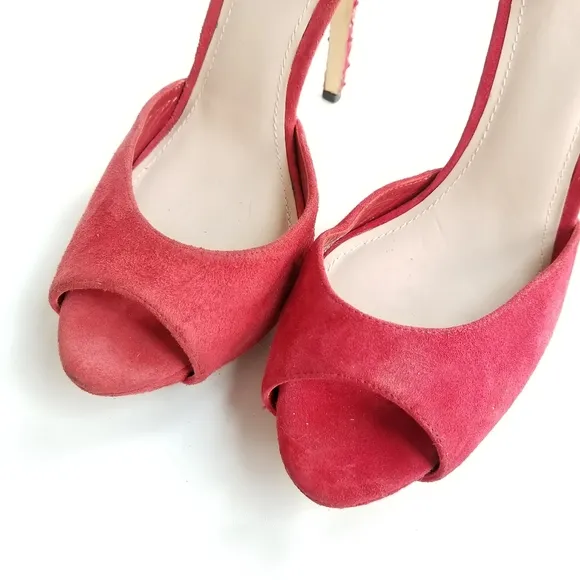Glint Stunning Strawberry Red Glitter Stiletto High Heels Sparkle Glam Size 9