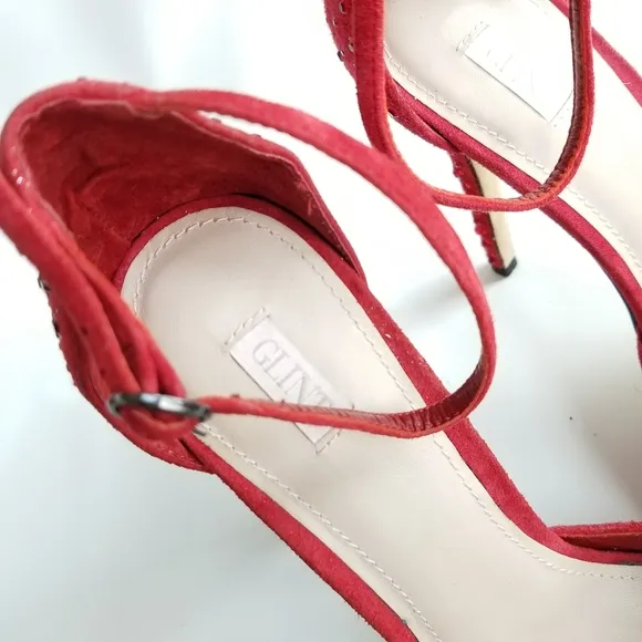 Glint Stunning Strawberry Red Glitter Stiletto High Heels Sparkle Glam Size 9