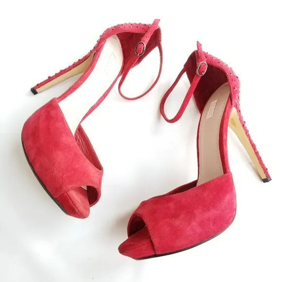 Glint Stunning Strawberry Red Glitter Stiletto High Heels Sparkle Glam Size 9