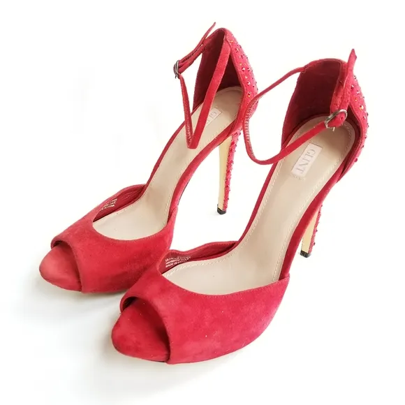 Glint Stunning Strawberry Red Glitter Stiletto High Heels Sparkle Glam Size 9