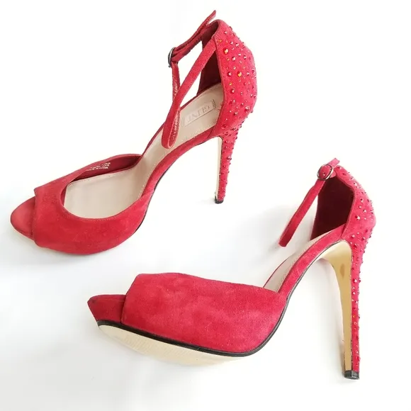 Glint Stunning Strawberry Red Glitter Stiletto High Heels Sparkle Glam Size 9