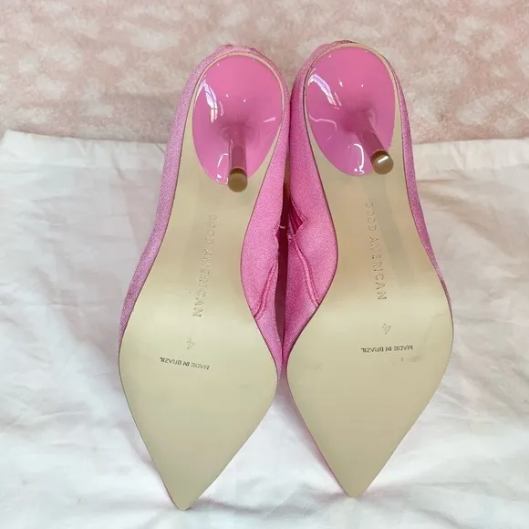 Good American Emma High Bootie Pointed Toe in Pink With Dust Bag 4 NWOT