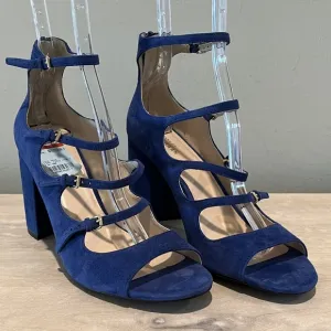 Gorgeous Cole Haan Limo Cielo Strappy Blue Suede Cage Buckle Heels Size …
