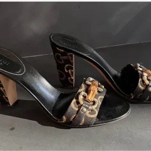 Gucci Horse-bit Black and Brown Heeled MulesMAKE ME AN OFFER