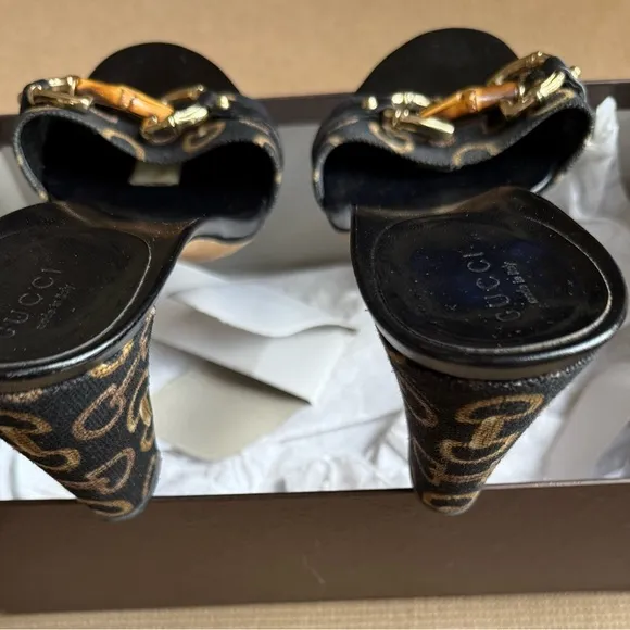 Gucci Horse-bit Black and Brown Heeled MulesMAKE ME AN OFFER