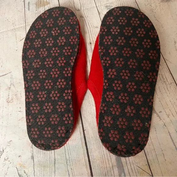 HAFLINGER Cat Mouse Red Wool Felt Slippers Shoes Germany Women Sz 41 / 10