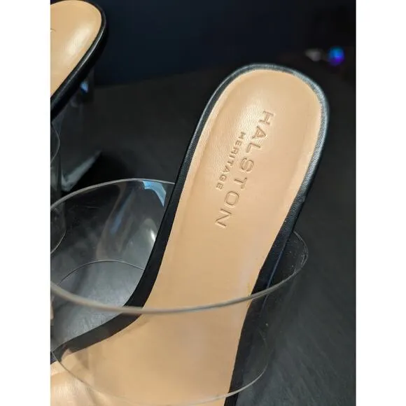 Halston Heritage Zaza Sandal Clear Jelly Heel Plastic Womens 8.5 Clubewear Party